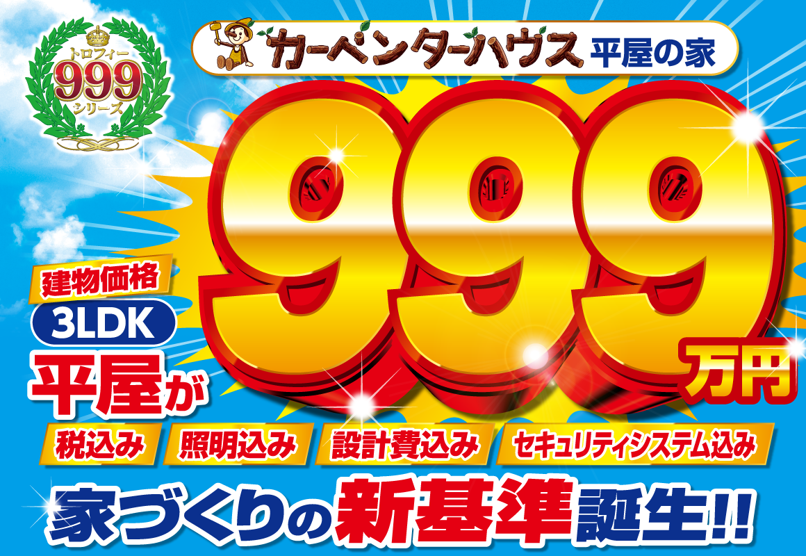 3LDK、平屋が999万円
