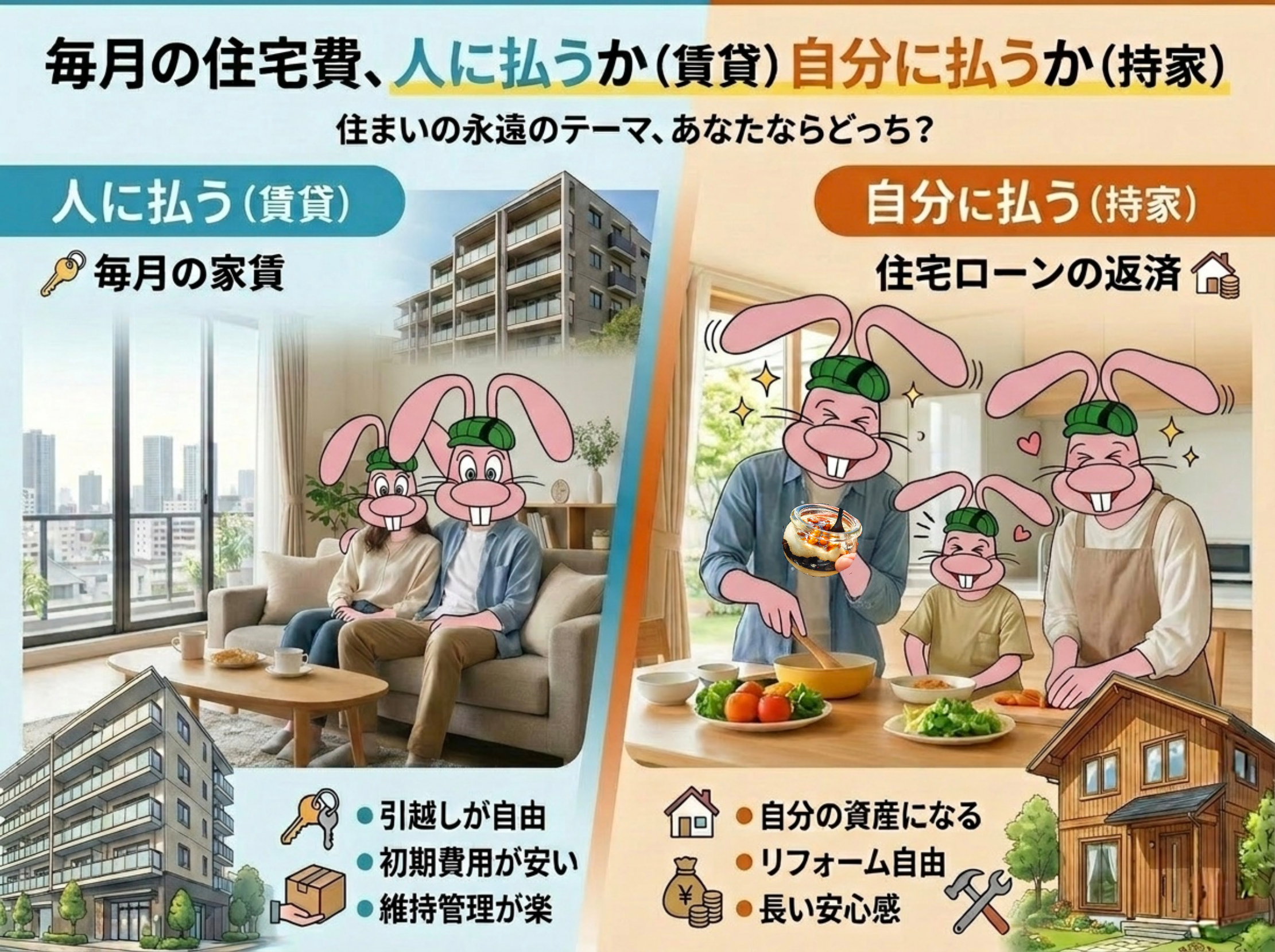 毎月の住居費、人に払うか（賃貸）自分に払うか（持家）【3/7(土)・3/8